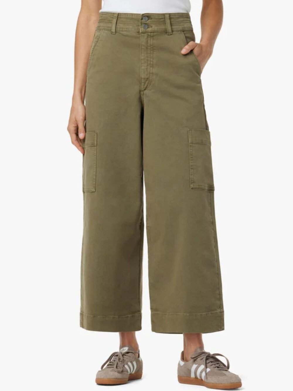 JOE'S JEANS Women's The Milla Utility Wide Leg Crop Trousers Olive Green Sz 27
